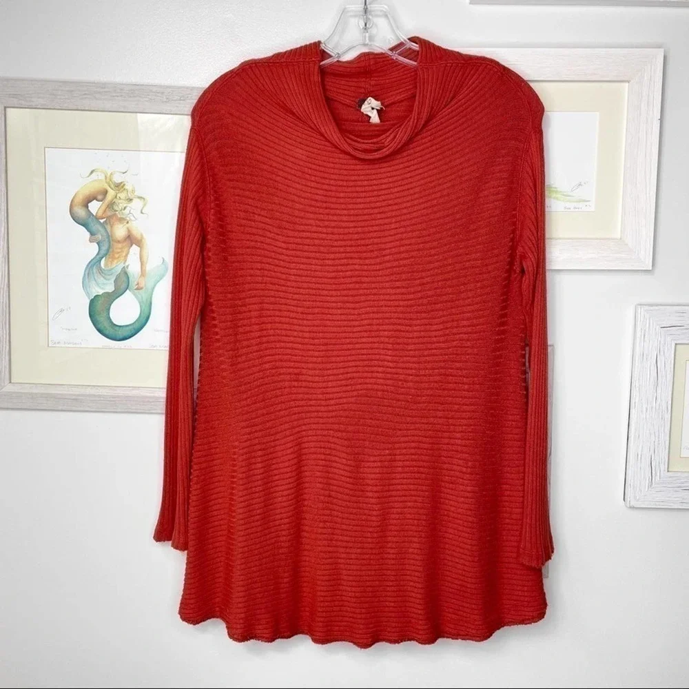 FREE People Lover Rib Split Back Cowl Neck Pullover Sweater Size XS